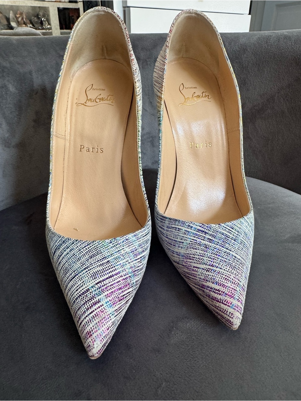 Christian Louboutin Multicolor Woven Pointed Toe Pumps